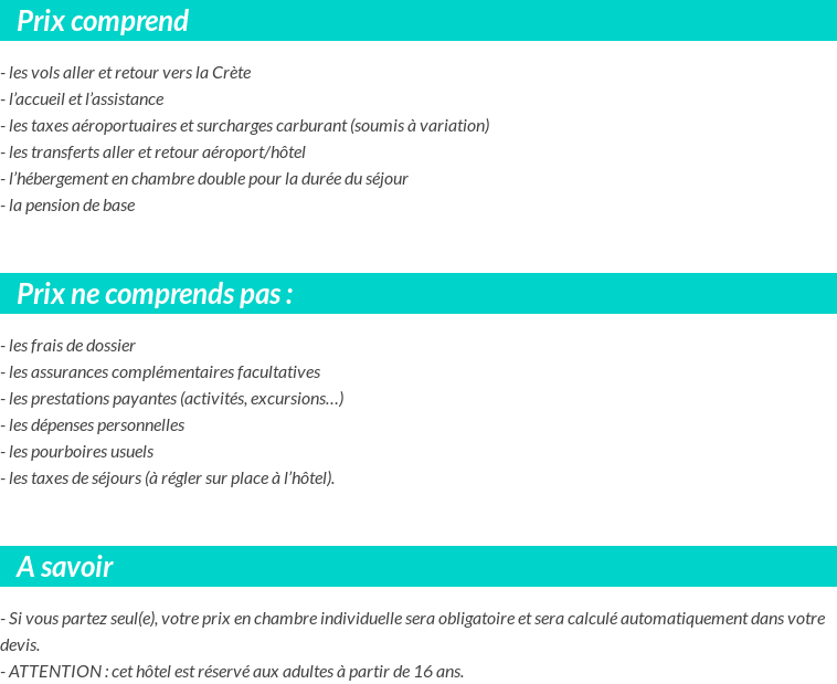 Conditions tarifaires