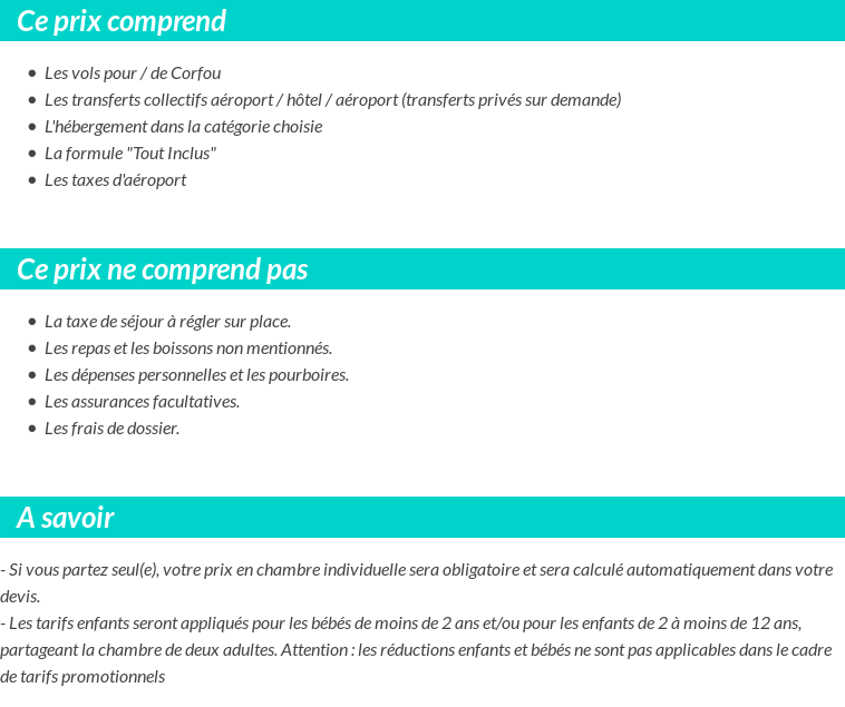 Conditions tarifaires