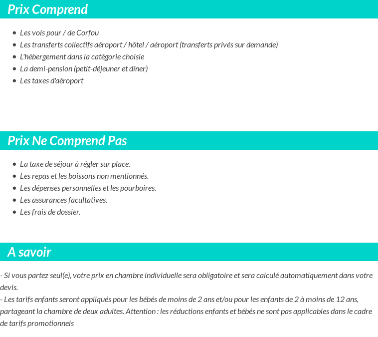 Conditions tarifaires