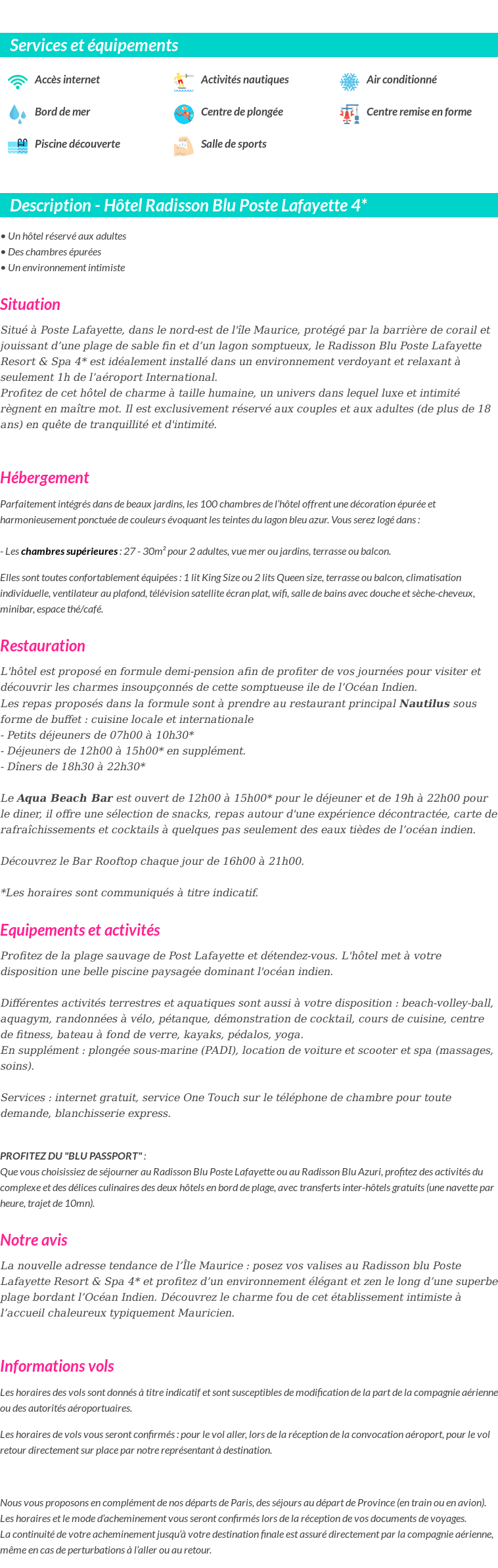 Détails du séjour