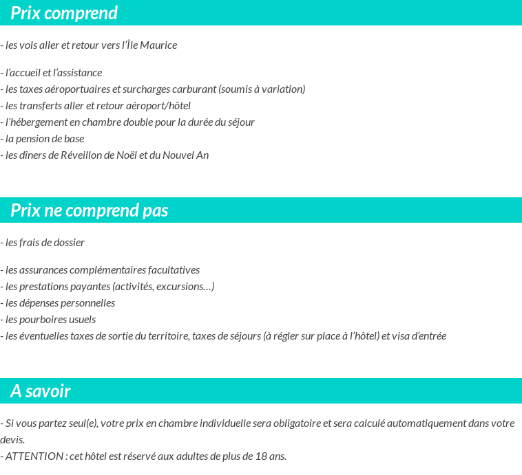 Conditions tarifaires