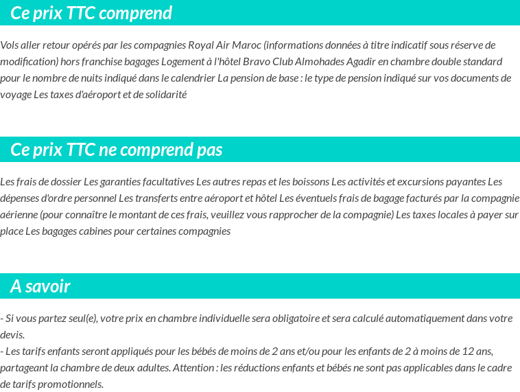 Conditions tarifaires