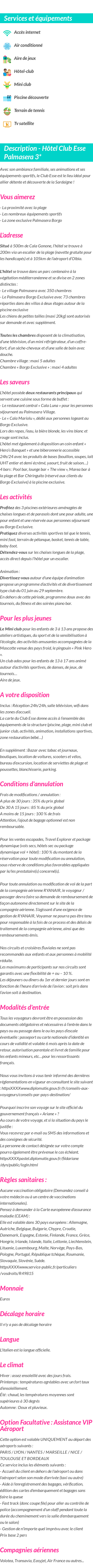 Détails du séjour