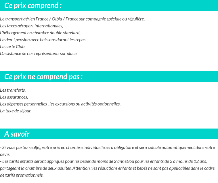 Conditions tarifaires
