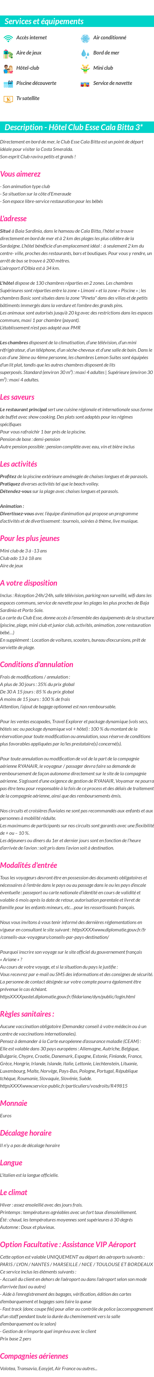 Détails du séjour