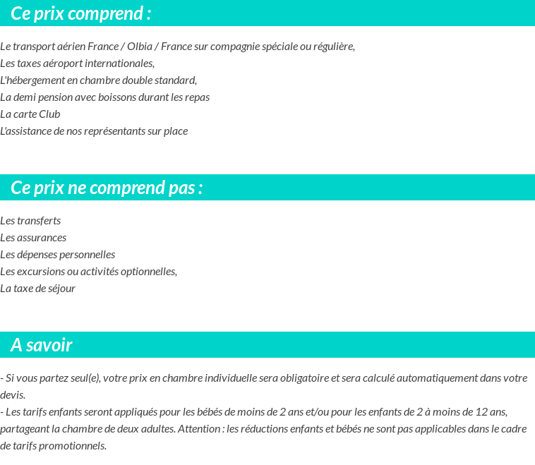 Conditions tarifaires