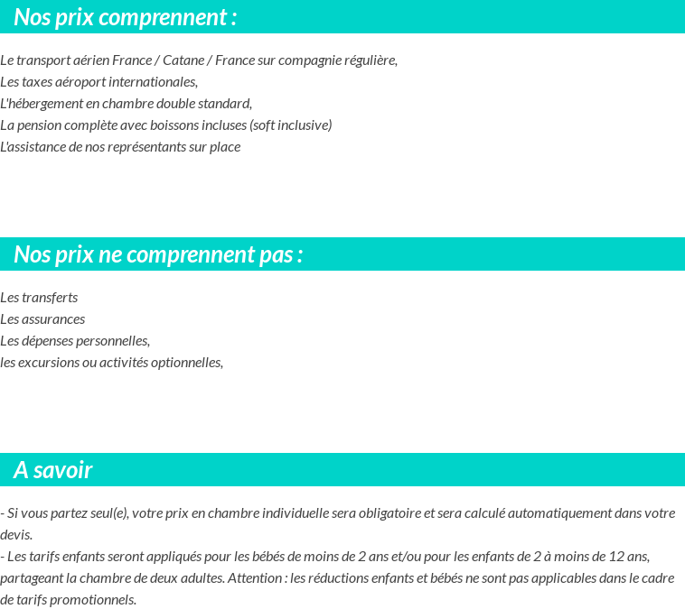 Conditions tarifaires