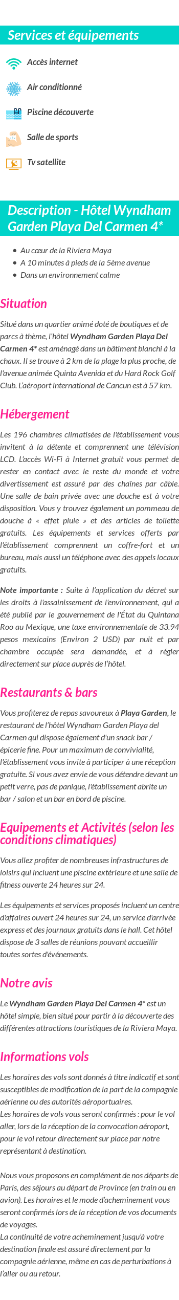 Détails du séjour