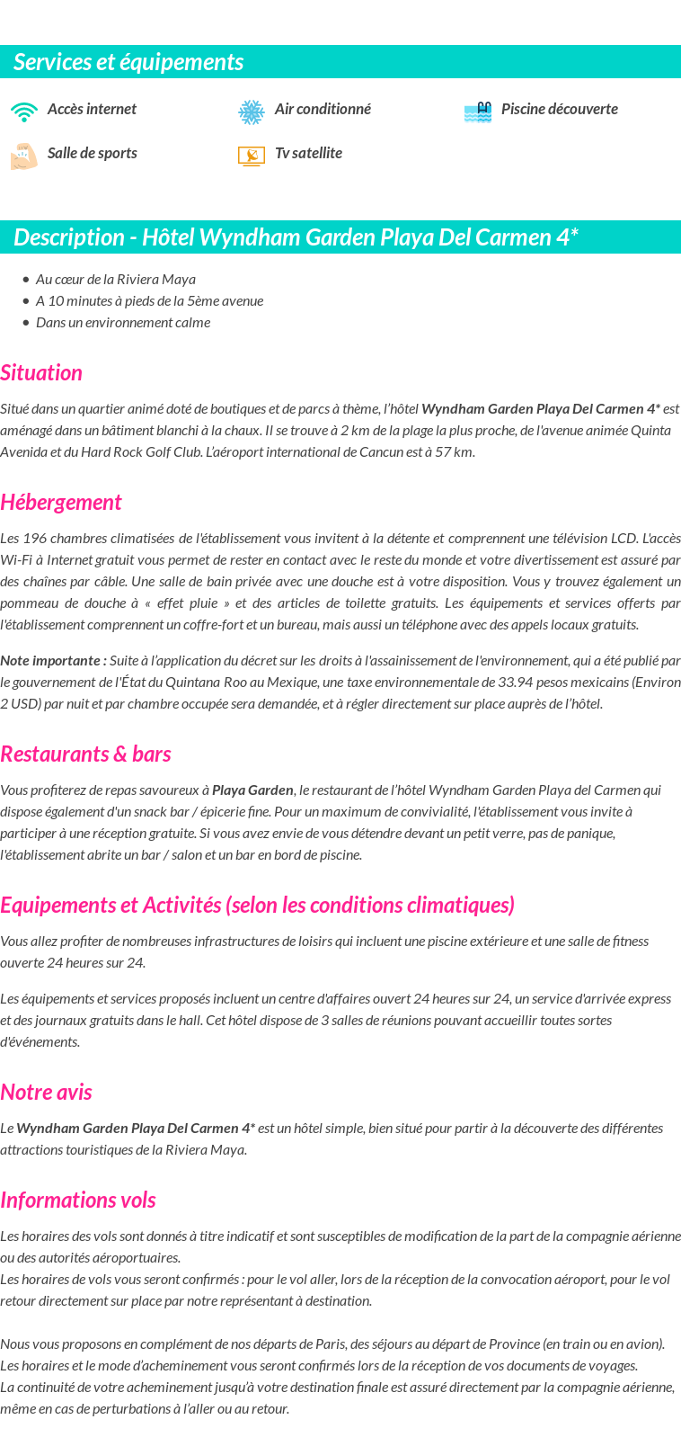 Détails du séjour