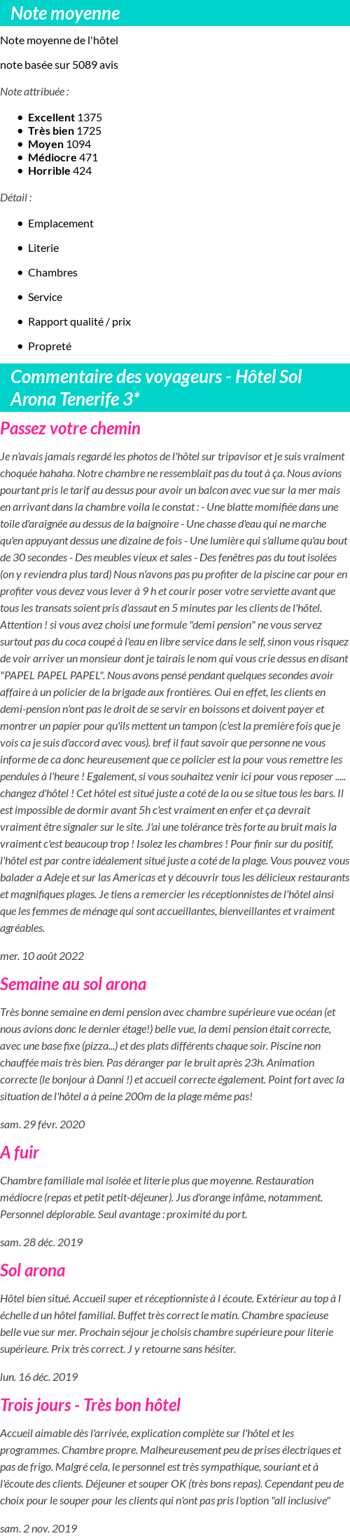 Avis clients