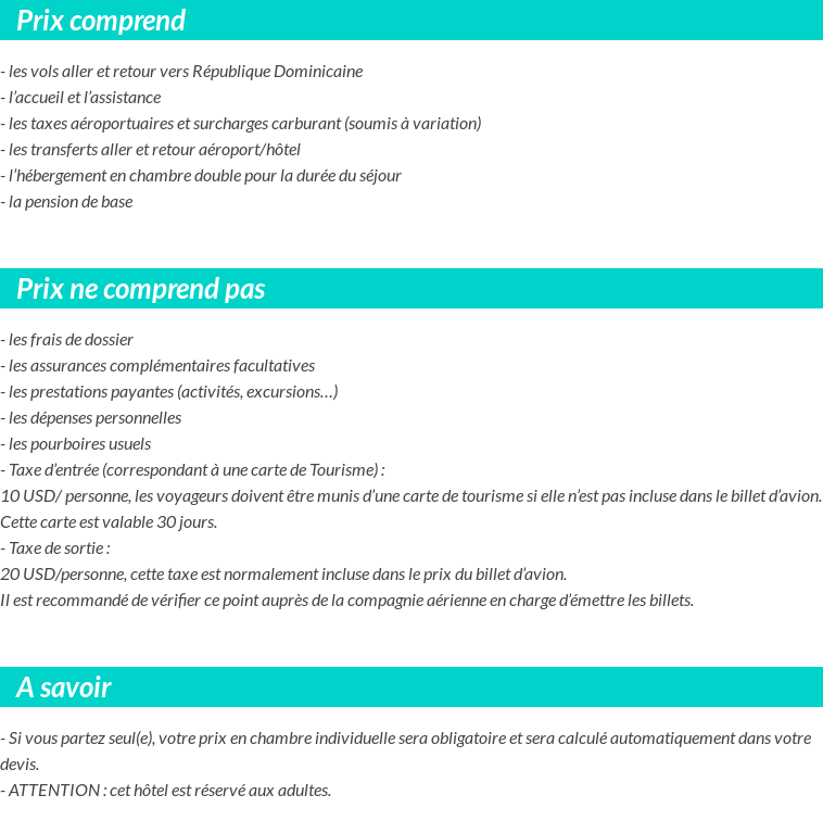 Conditions tarifaires