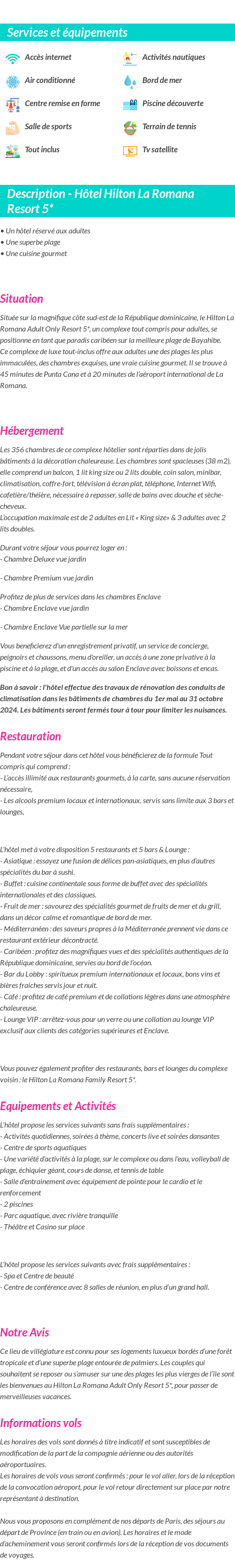 Détails du séjour