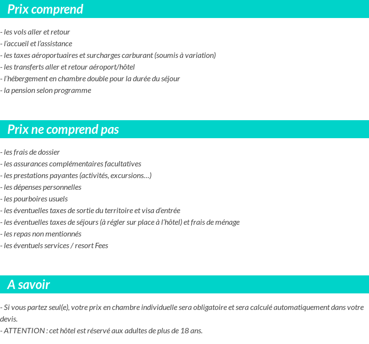 Conditions tarifaires