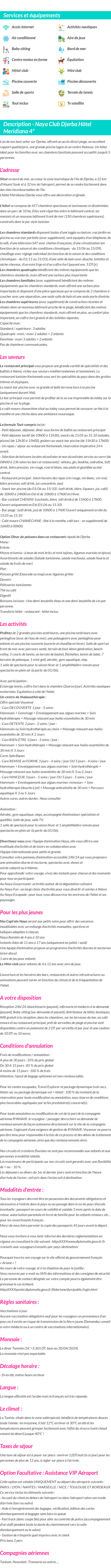Détails du séjour