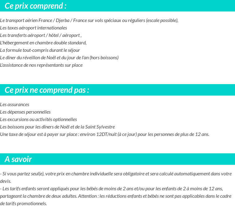 Conditions tarifaires