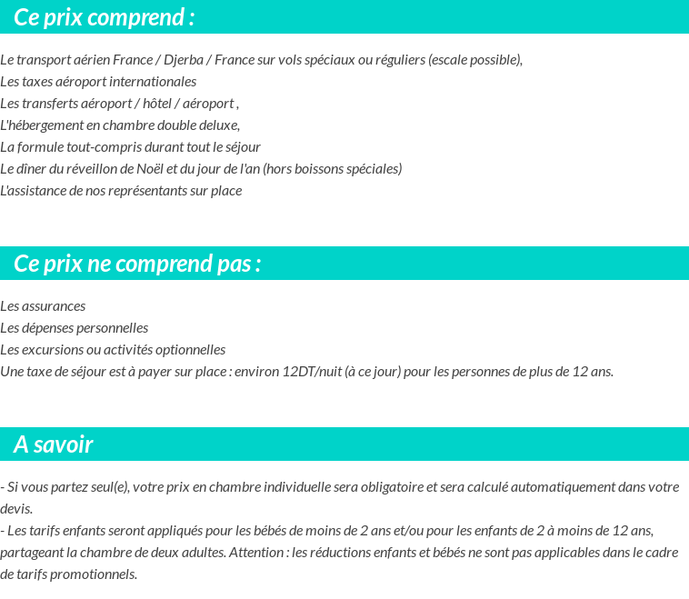 Conditions tarifaires