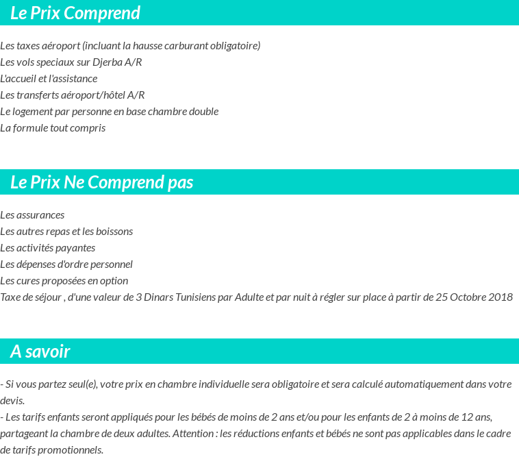 Conditions tarifaires