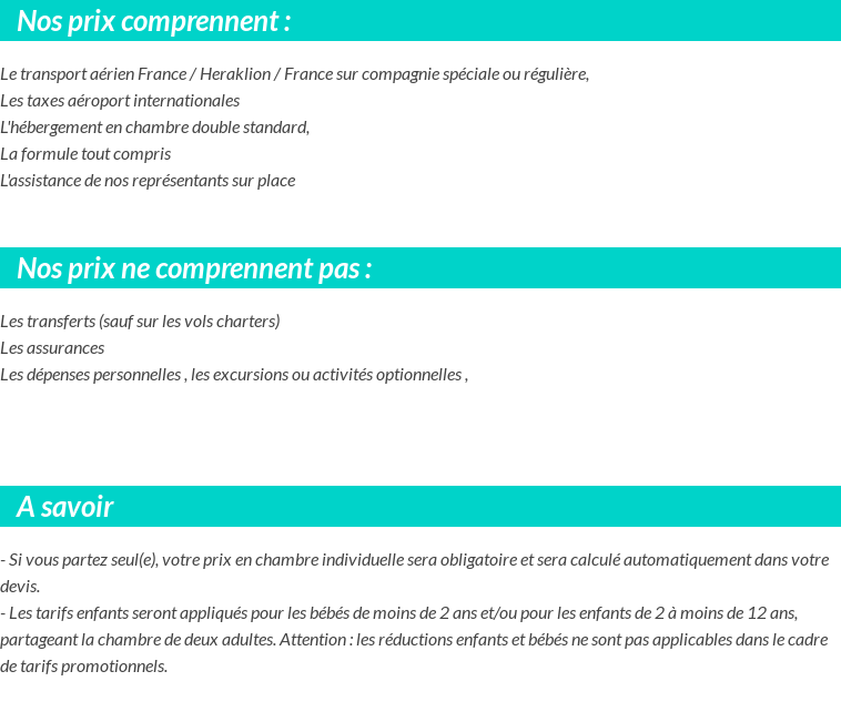 Conditions tarifaires