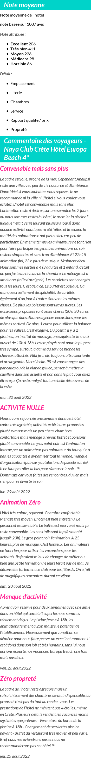 Avis clients