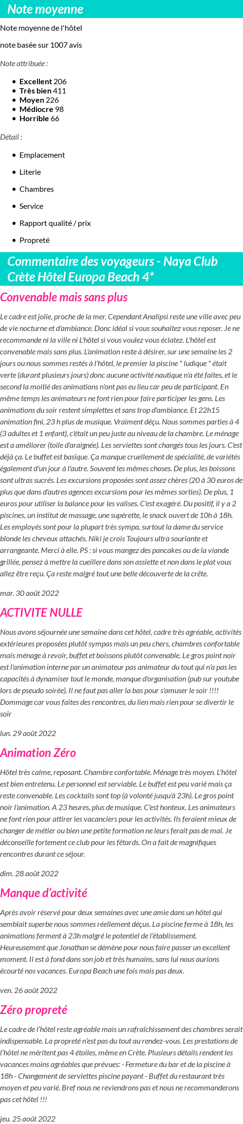 Avis clients