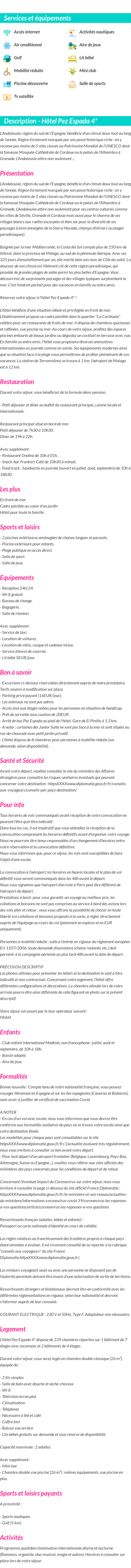 Détails du séjour