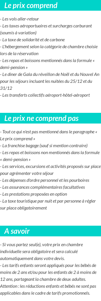 Conditions tarifaires