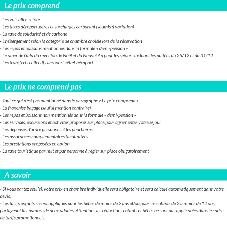Conditions tarifaires