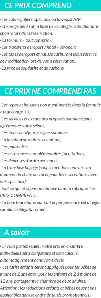 Conditions tarifaires