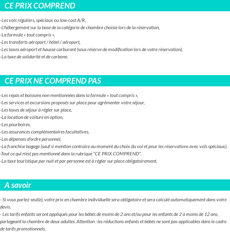 Conditions tarifaires