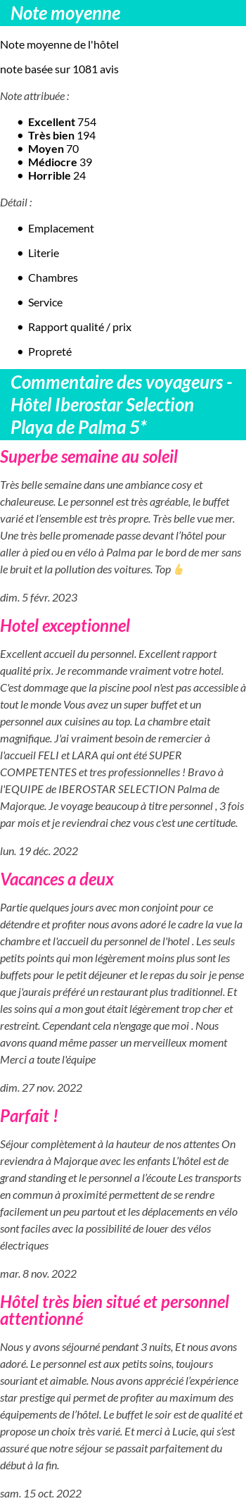 Avis clients