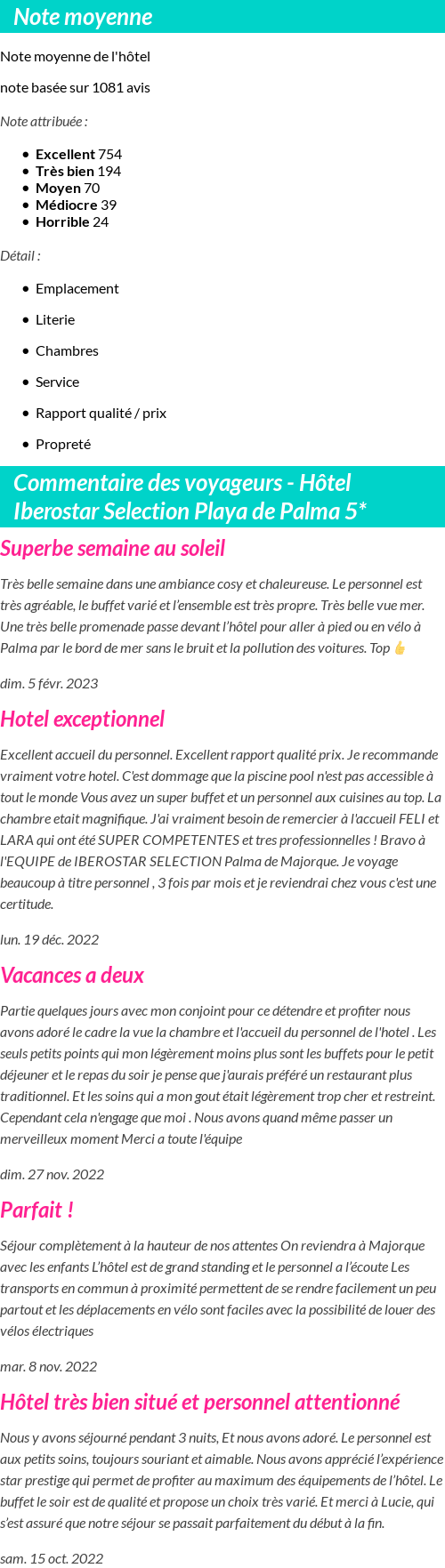 Avis clients