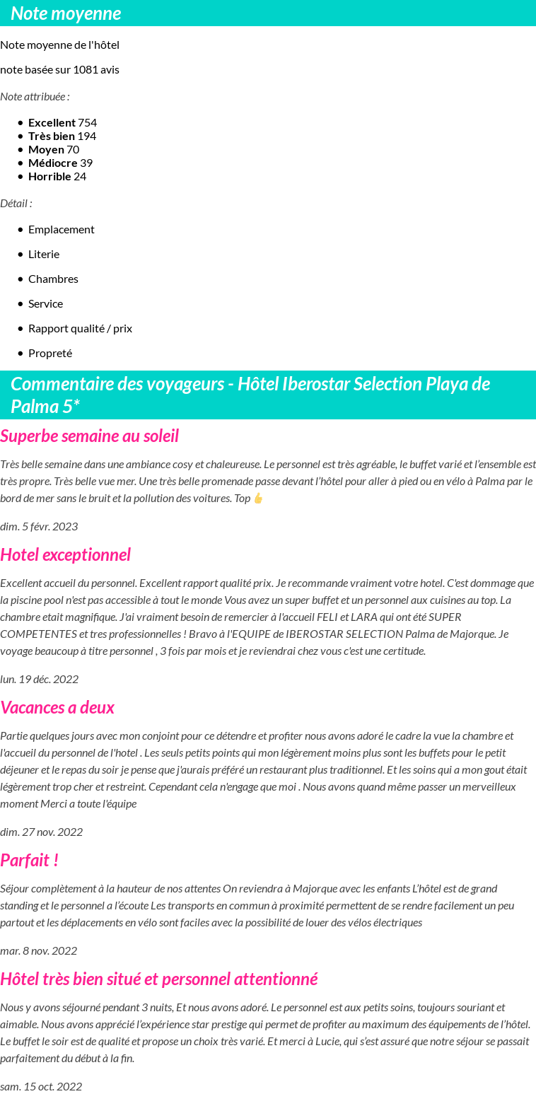 Avis clients