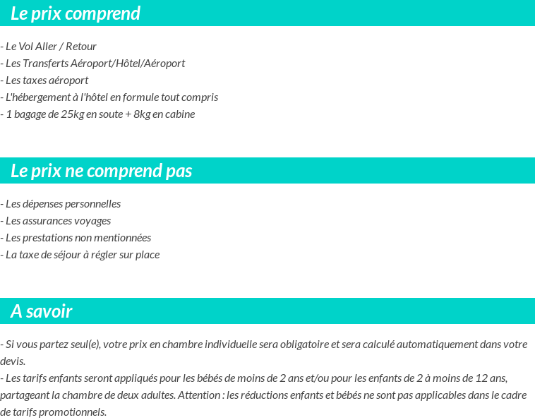 Conditions tarifaires