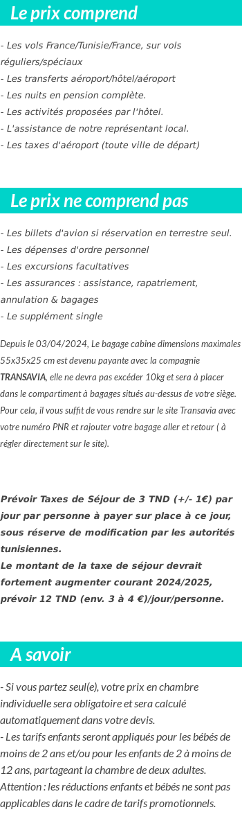 Conditions tarifaires