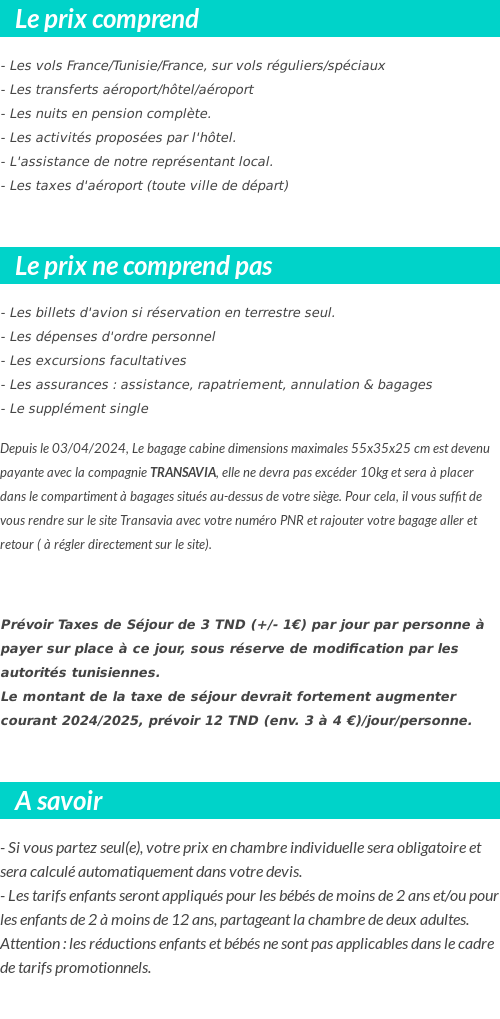 Conditions tarifaires