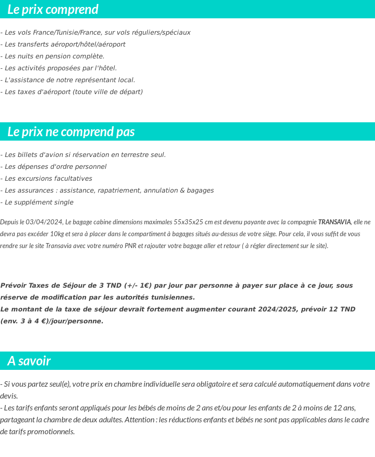 Conditions tarifaires