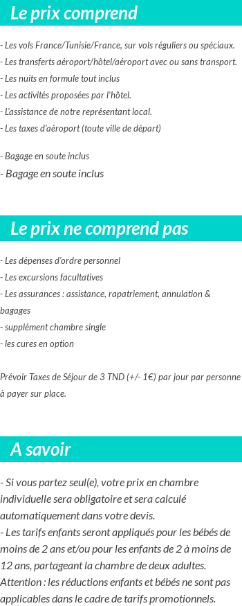 Conditions tarifaires