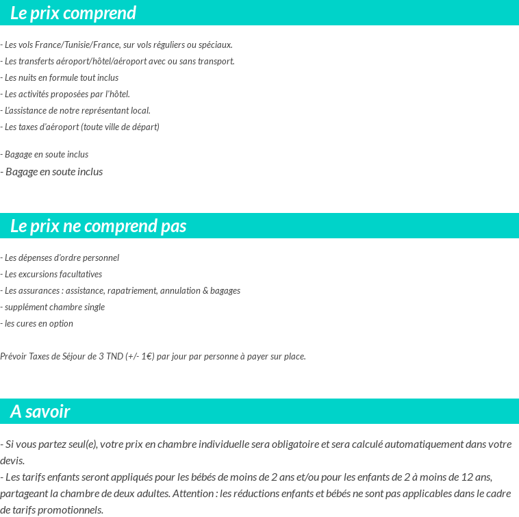 Conditions tarifaires