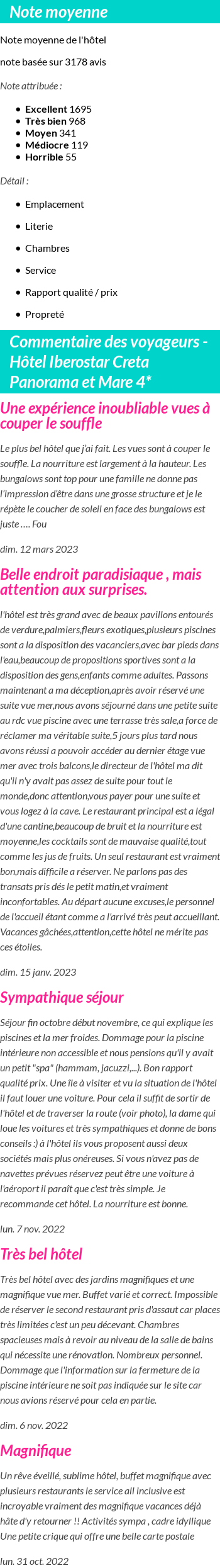 Avis clients
