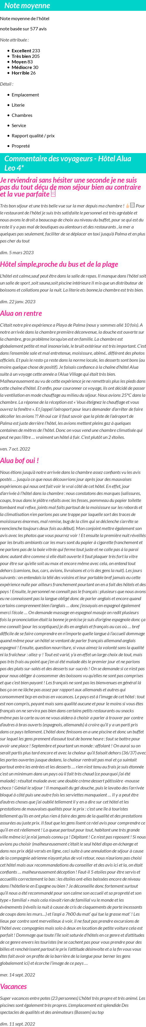 Avis clients