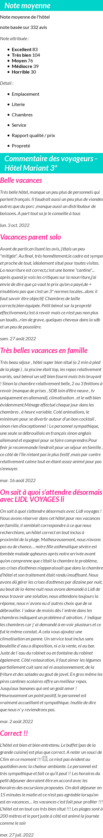 Avis clients