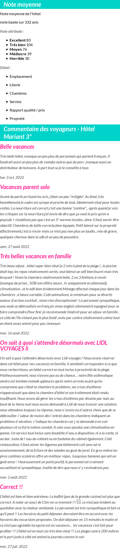 Avis clients