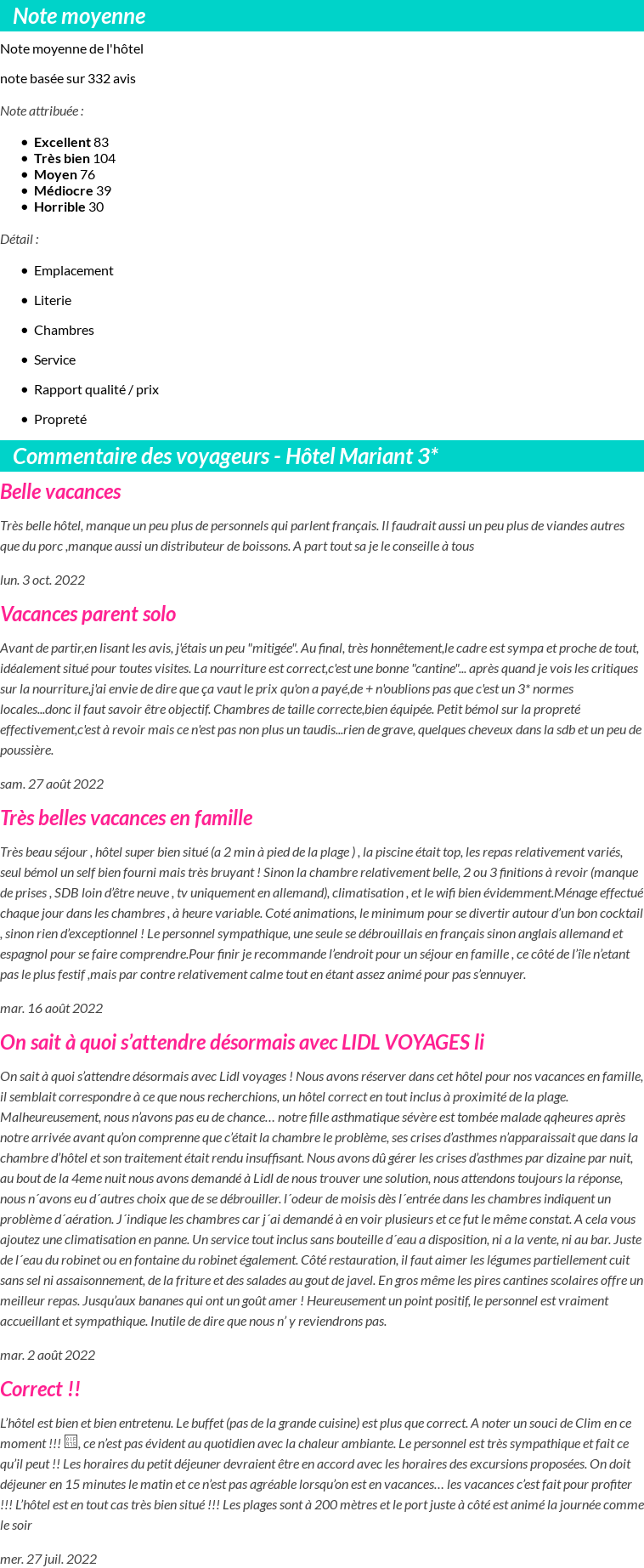 Avis clients