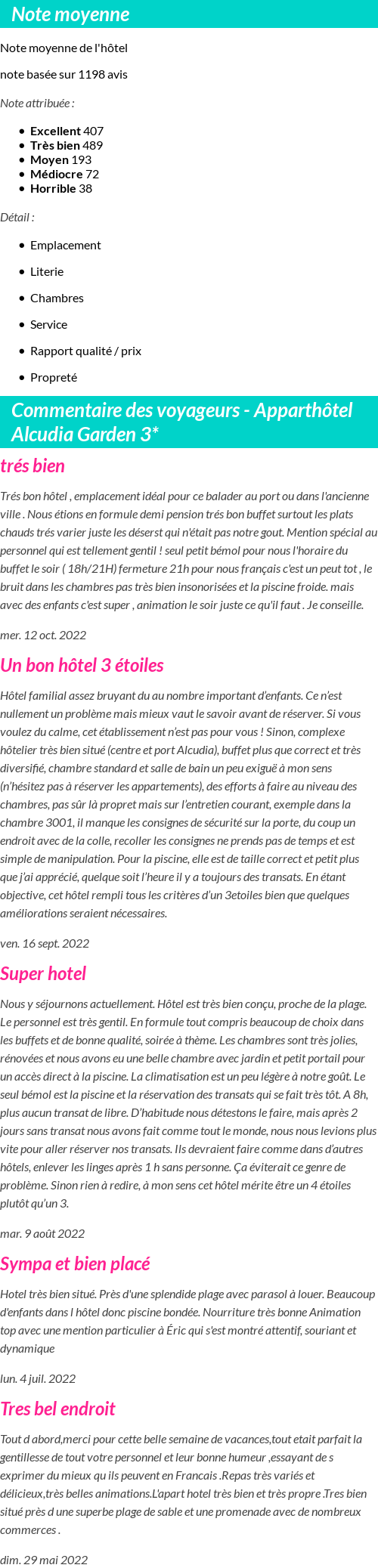 Avis clients