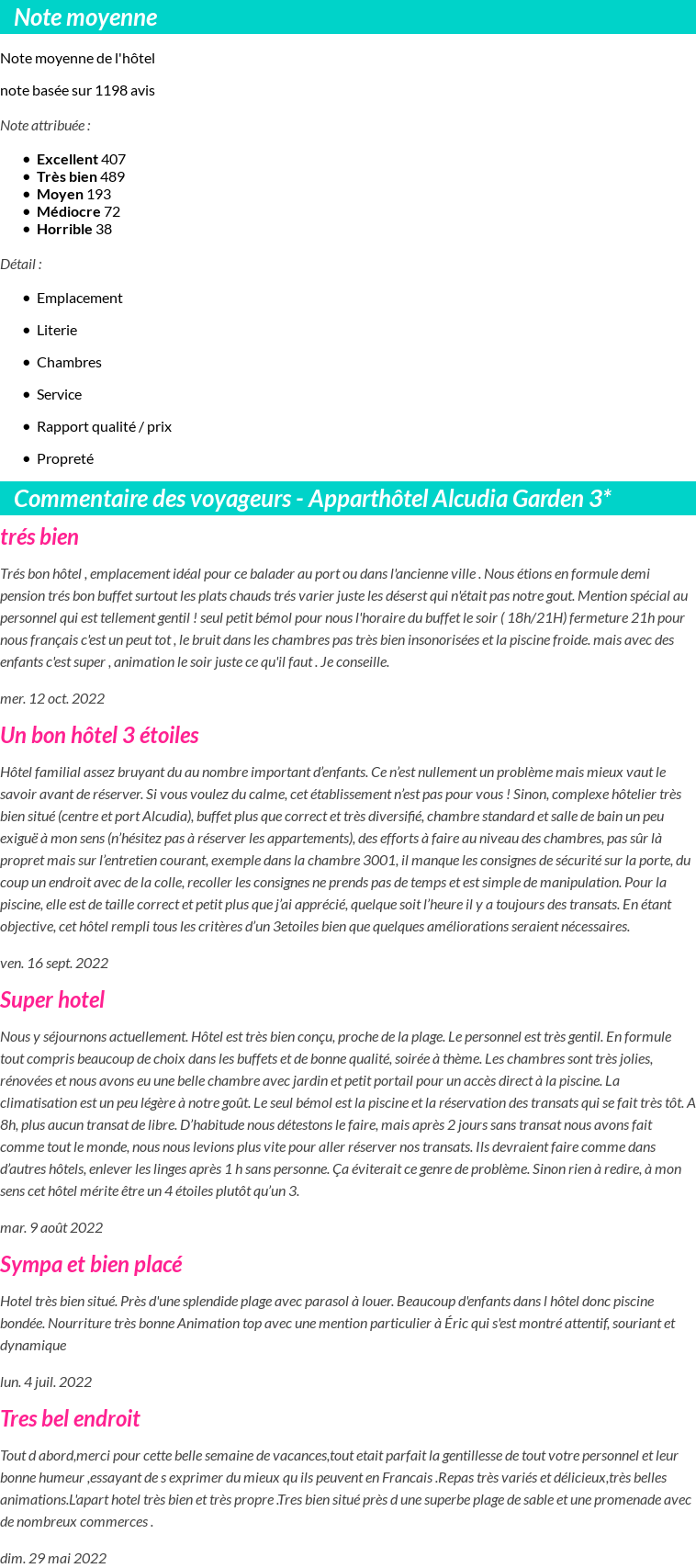 Avis clients