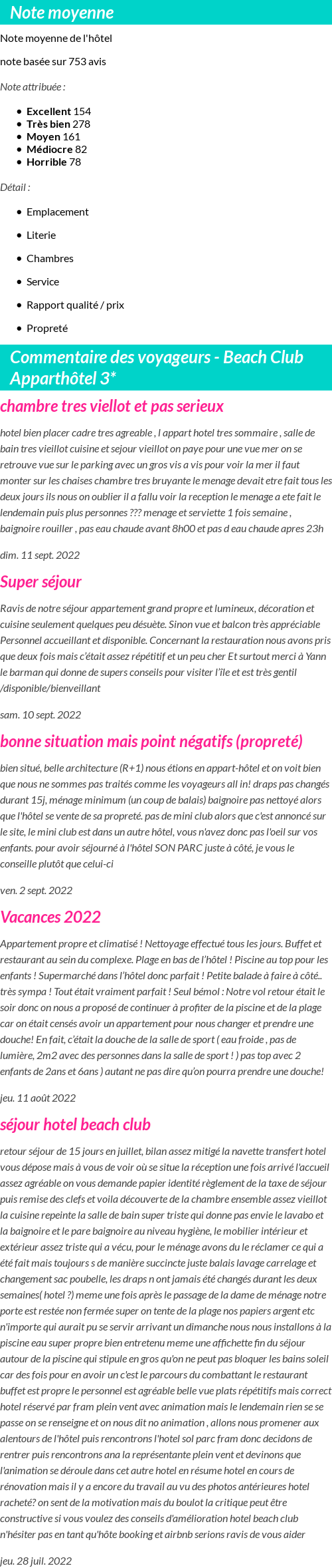 Avis clients