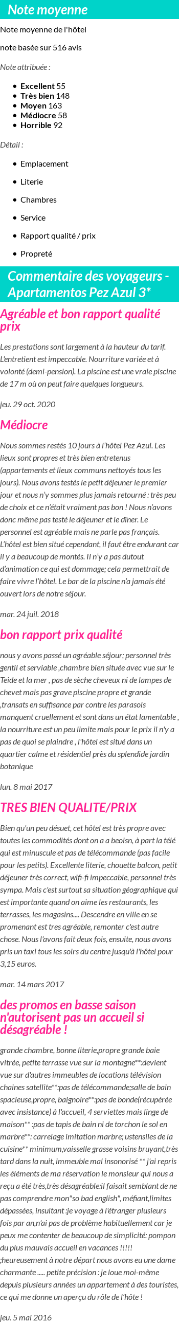 Avis clients