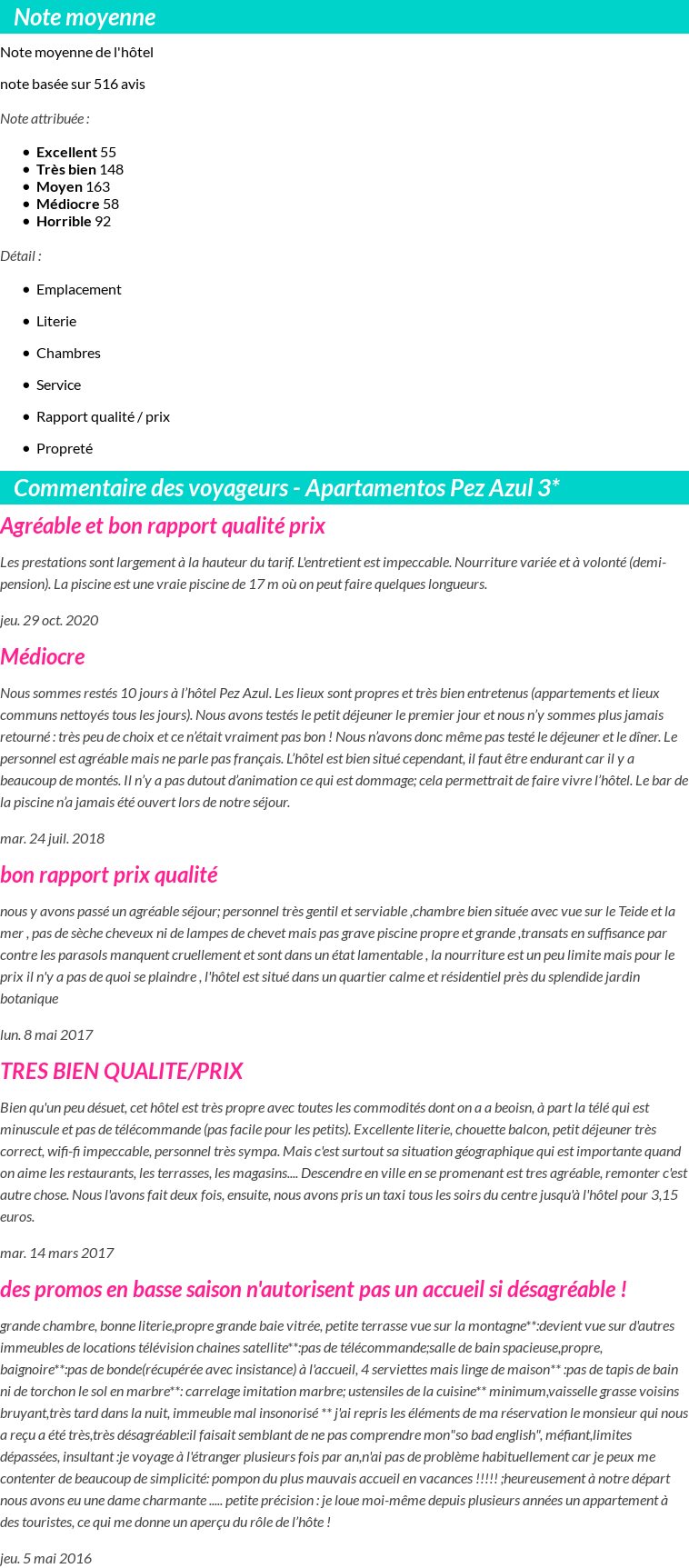Avis clients
