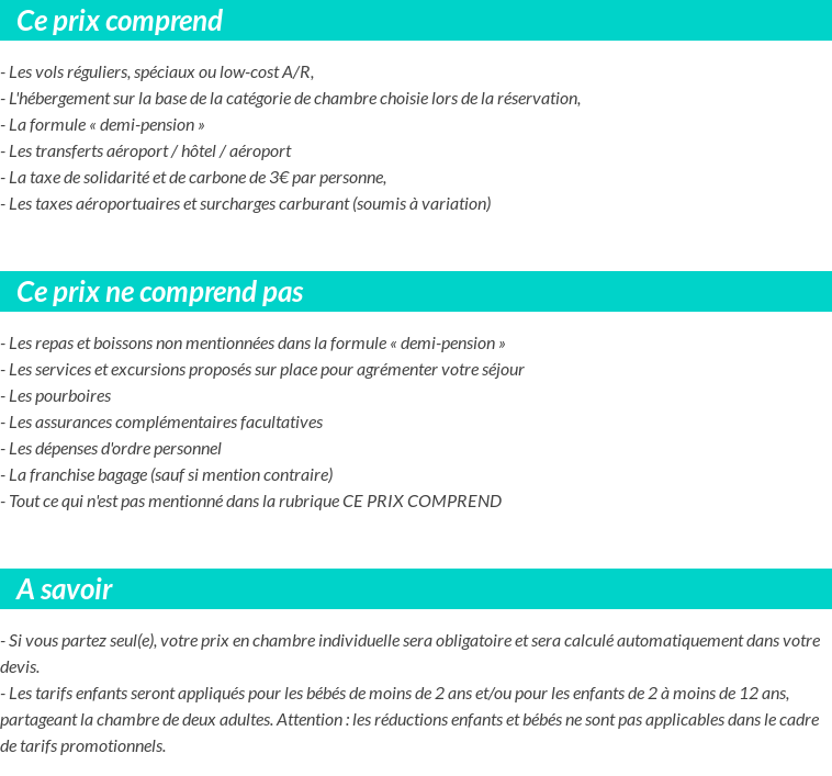 Conditions tarifaires