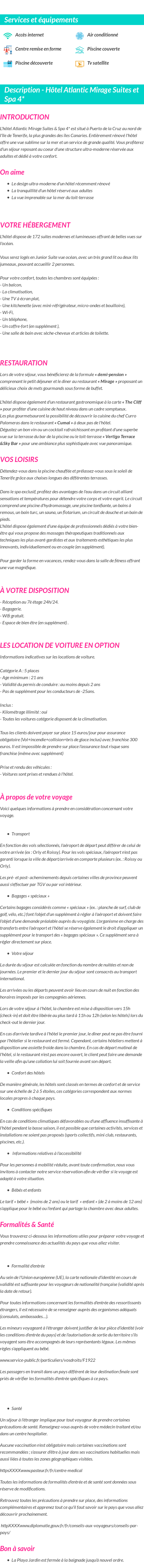 Détails du séjour